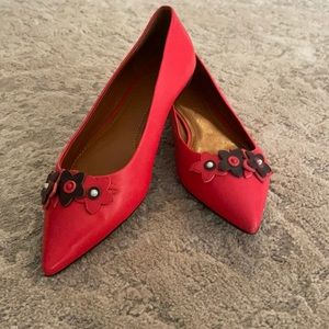 Red leather flats (COACH)